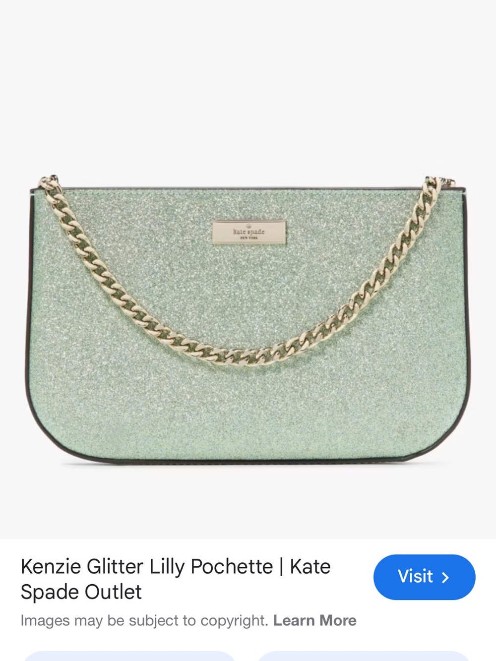 Kate Spade green glitter Lilly pochette